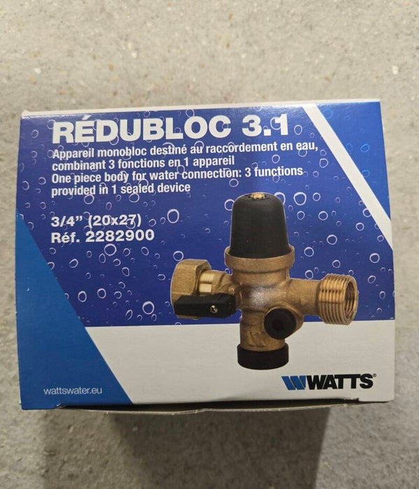 Réducteur REDUBLOC appareil pour le raccordement en eau 3 fonctions en 1 appareil 2282900 réducteur de pression clapet anti-retour plomberie