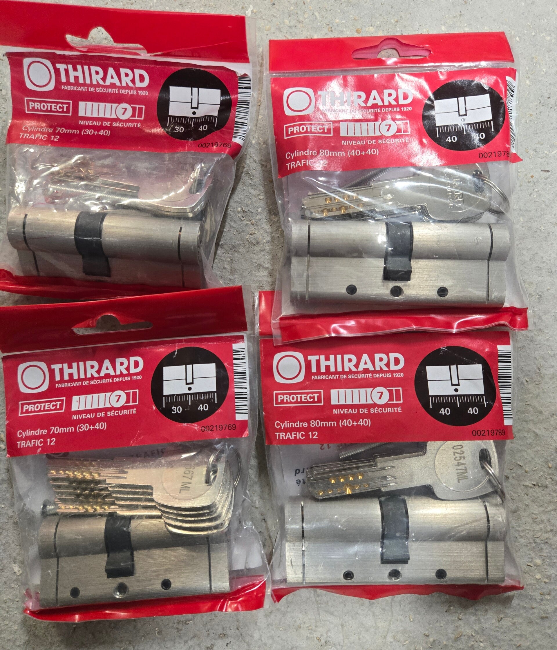 THIRARD cylindre professionnel 5 clés 30x40 et 40x40 haute qualité