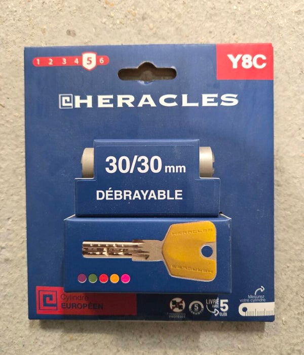 Cylindre à double entrée Y8C HSH 30 X 30 mm HERACLES Y8C 5 clés
