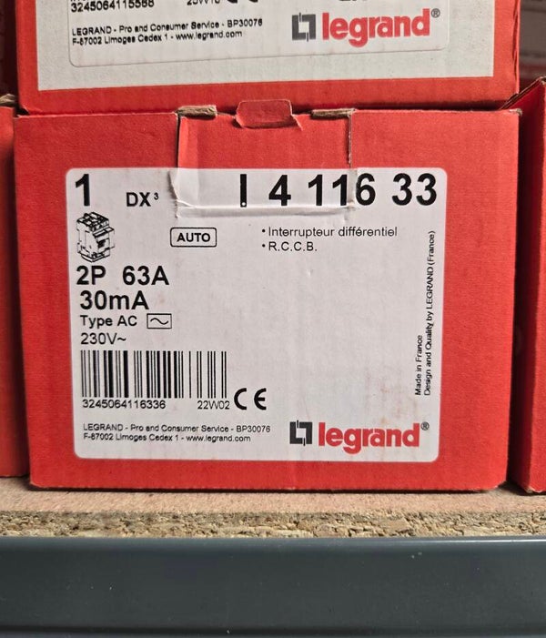 LEGRAND DX3 Interrupteur différentiel 63A 30mA type AC auto 3 modules 230V - 411633