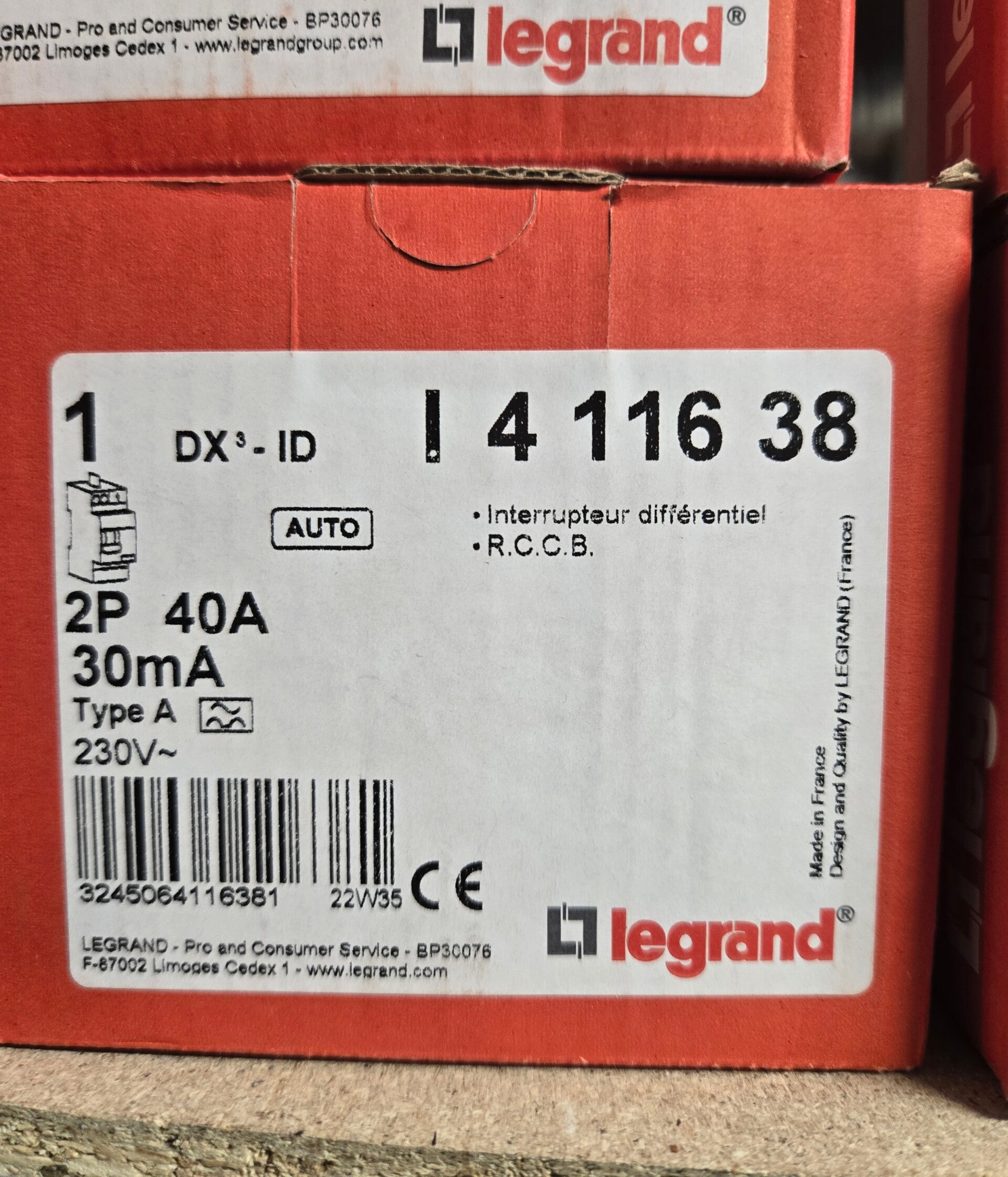 LEGRAND - Inter Différentiel DX3 2P - 40A - 30MA - Type A - Départ Haut auto - 411638