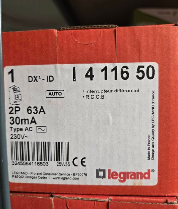 LEGRAND DX3 Interrupteur différentiel 63A 30mA type AC auto 230V - 411650