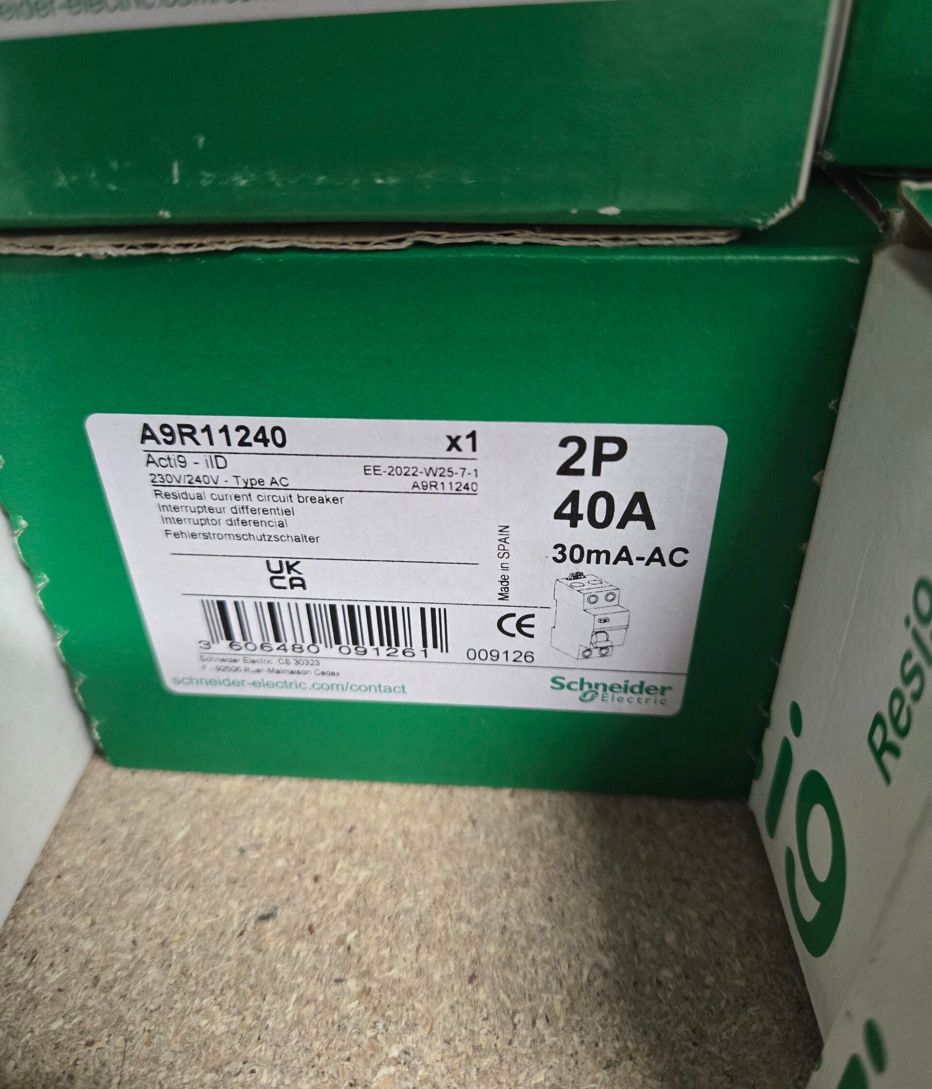 SCHNEIDER - Interrupteur Différentiel 2P - 40A - 30mA - AC - A9R11240
