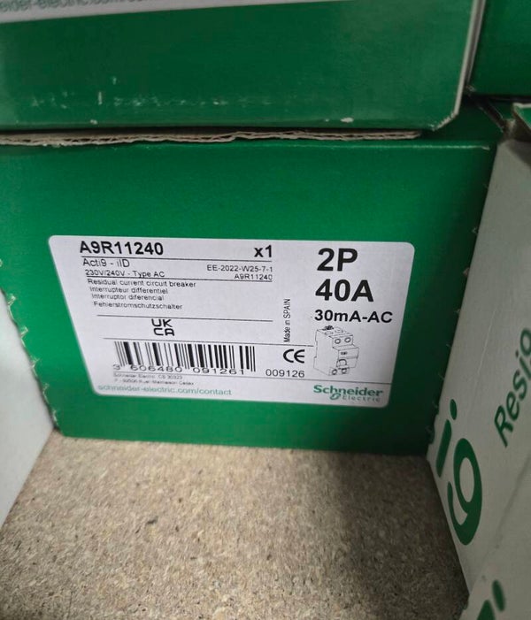 SCHNEIDER - Interrupteur Différentiel 2P - 40A - 30mA - AC - A9R11240