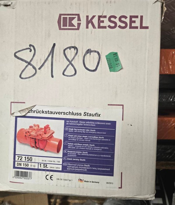 Clapet antiretour Staufix BasicDN 150, Type 1, avec verrouil. d'urgence