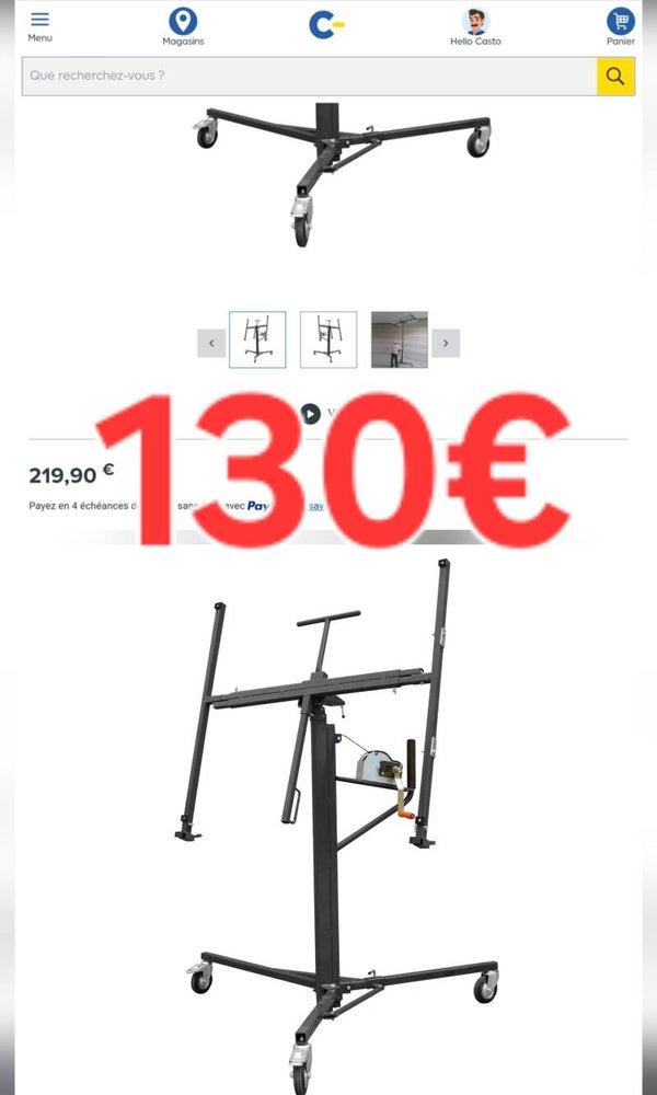 Lève-plaque manuel noir 41kg H.338cm