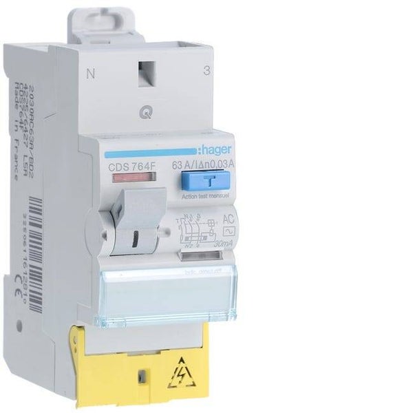 HAGER Interrupteur différentiel SanVis 63A 30mA type AC auto 230V - CDS764F