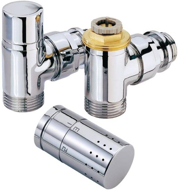 Kit robinet radiateur - thermostatique - design - chrome - equerre - 15 x 21 - alterna kit2th