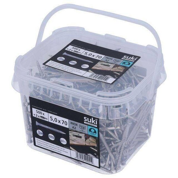 Lot de 500 vis pour terrasse Torx 5x70 inox A2 + 2 embouts