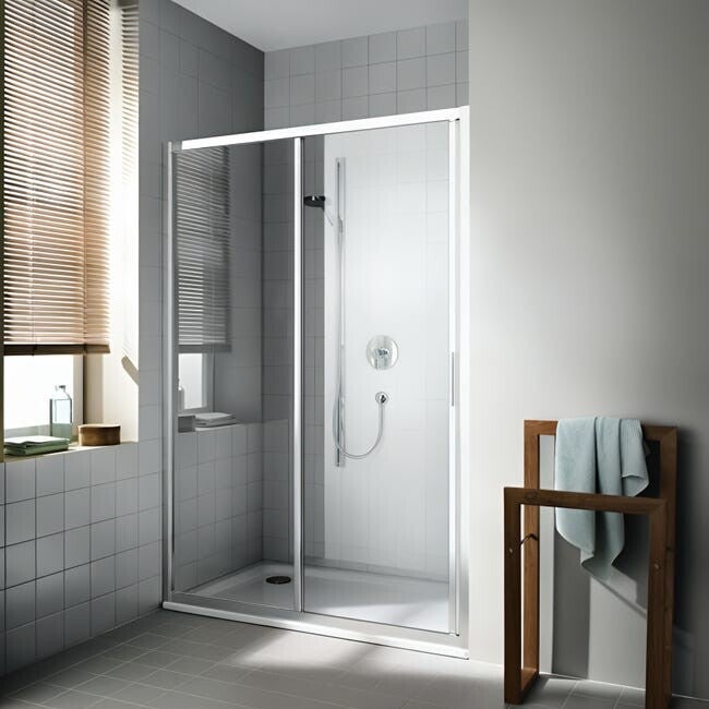 Réf 90962225  ROTH Paroi de douche coulissante largeur 115 cm hauteur 2,00m profilé argent poli verre clair marque CADA