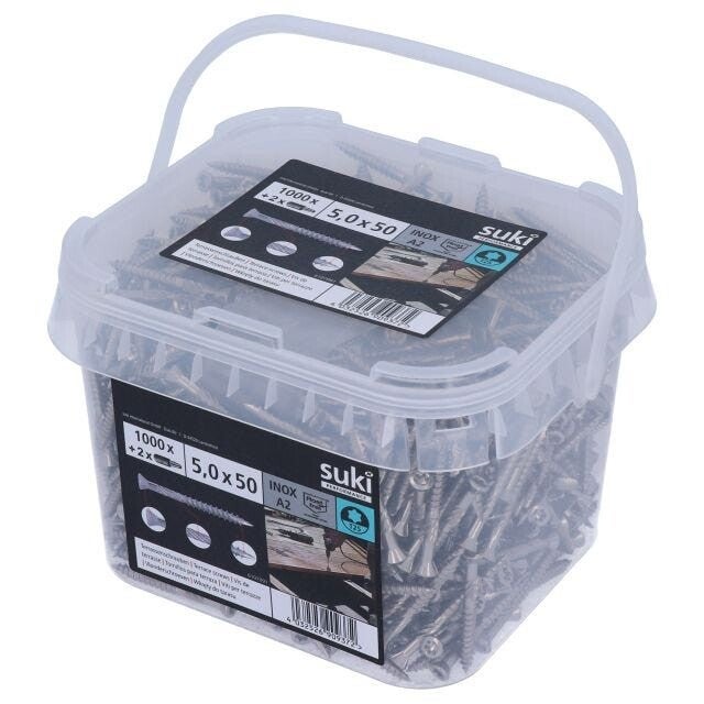 Lot de 1000 vis pour terrasse Torx 5x50 inoxA2 + 2 embouts dalle lame bois composite