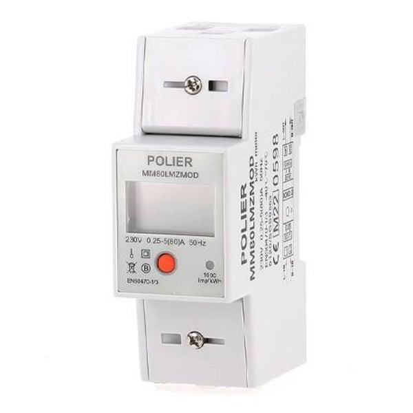 POLIER - Compteur électrique modulaire - Monophasé 80 A - MID - Modbus RS485 - Sortie d'impulsion - LCD- Réf : MM80LMZMOD