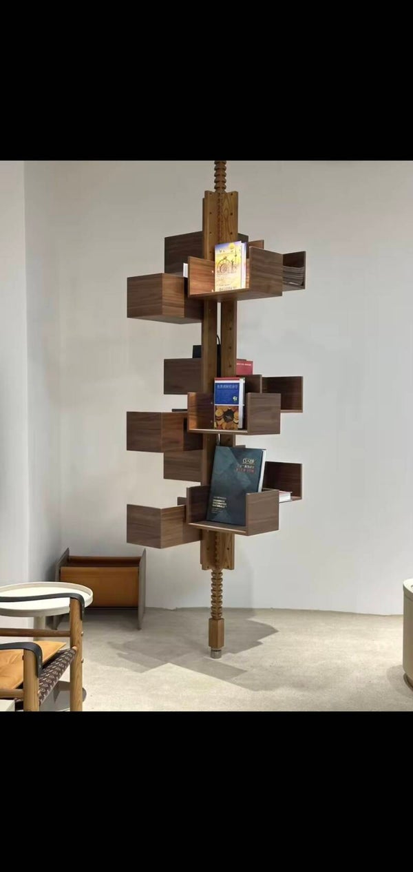 Bibliothèque design pivotante noyer massif exceptionnel