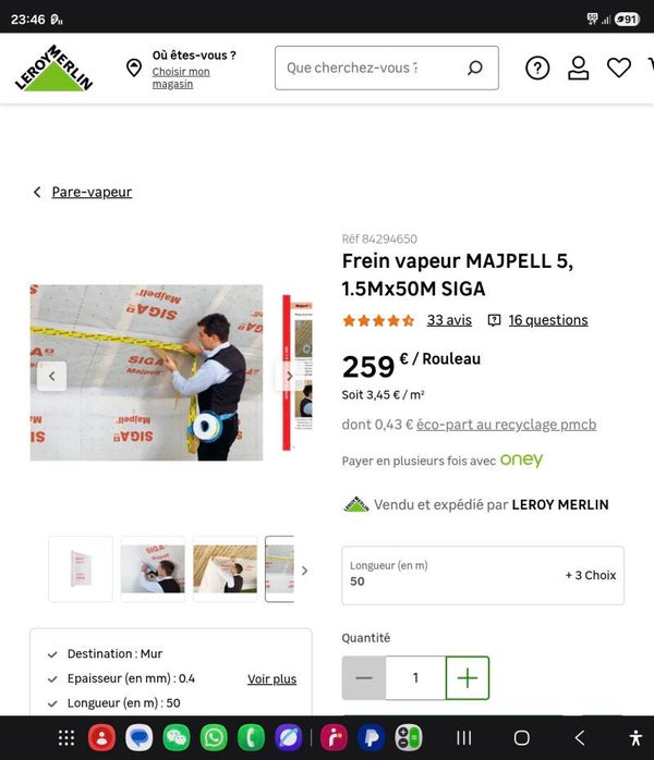 Frein et pare vapeur MAJPELL 5, 1.5Mx50M SIGA