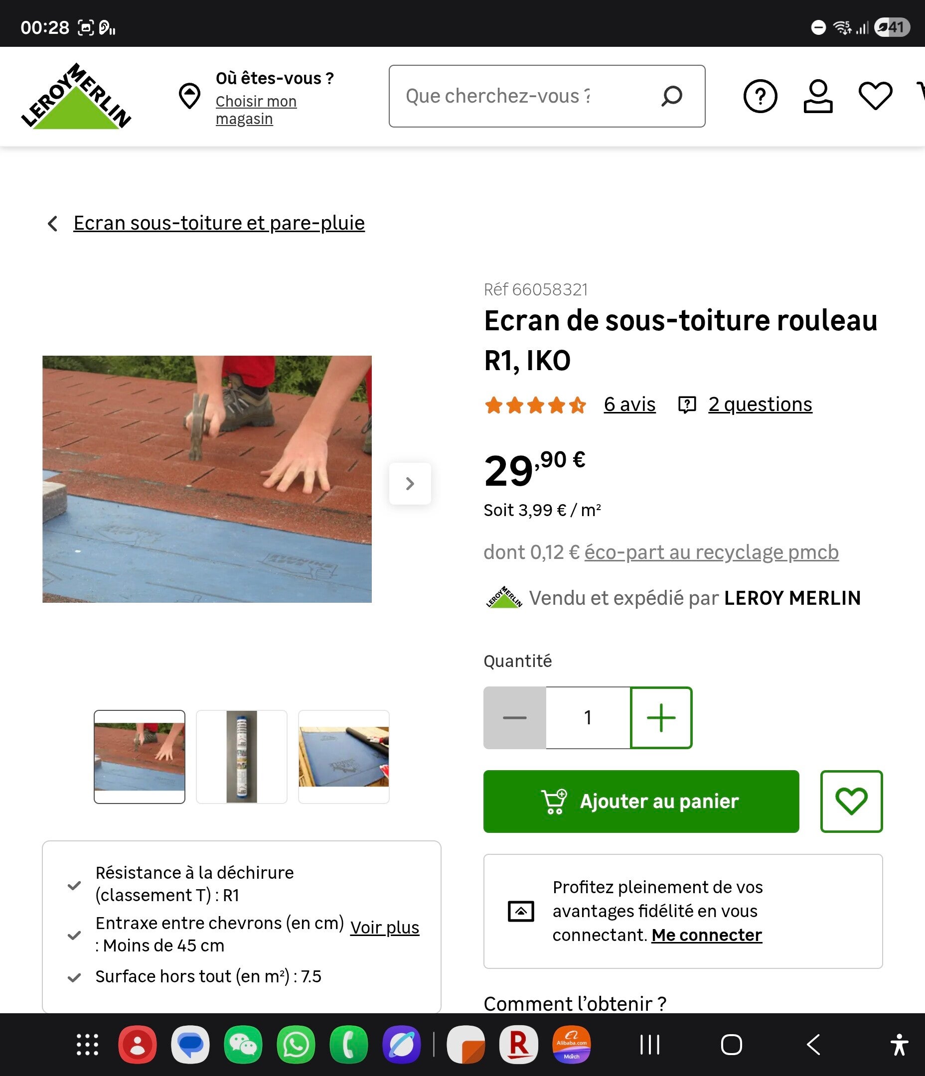 Ecran de sous-toiture rouleau R1, IKO