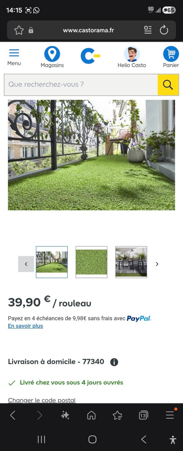 Gazon pelouse synthétique artificielle 1x4 en 20mm