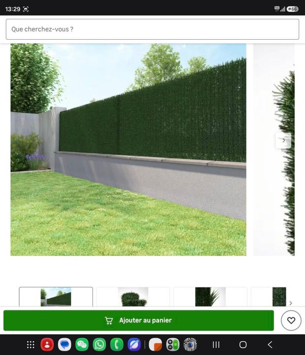 Haie artificielle thuyas 38 brins, H.1.5 x L.3 m, NATERIAL