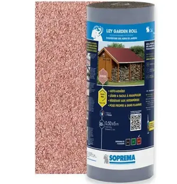 Bardeau rouleau bitume adhésif Lizy Garden rouge H.0,5 X L.5m Soprema