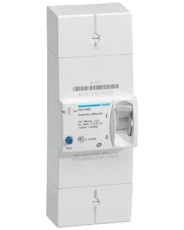 HAGER Disjoncteur d'abonné monophasé 15/45A 500mA différentiel sélectif - HDA245S