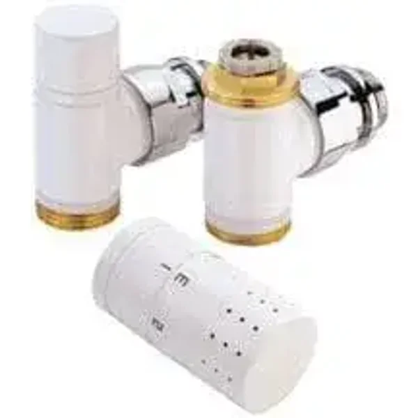 Kit robinet radiateur - thermostatique - design - blanc - equerre - 15 x 21 - alterna kit1th