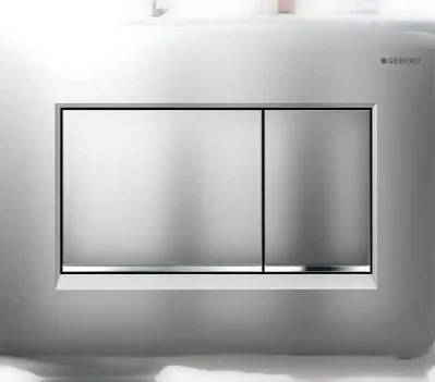 Geberit 115883JQ1 Sigma 30 déclenchement pour Chasse à 2 débits et Commande par l'avant, Plaque + Boutons chromés Mats, Bandes
