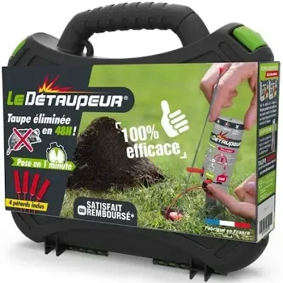 Détaupeur Valisette avec 4 Recharges -le piége Numéro 1 contre les taupes