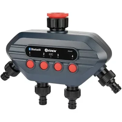 Programmateur d'Arrosage Jardibric Nez de Robinette Bluetooth 4 Voies : Réglage de 1min à 6h, Fréquence de 1h à 7 jours