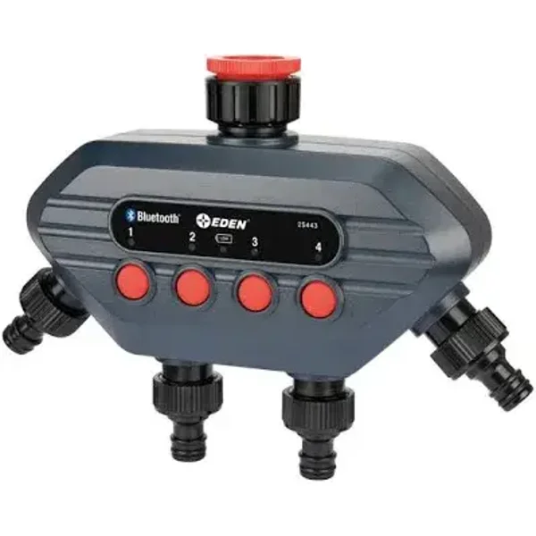 Programmateur d'Arrosage Jardibric Nez de Robinette Bluetooth 4 Voies : Réglage de 1min à 6h, Fréquence de 1h à 7 jours
