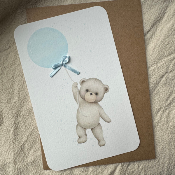 Kaart | Beer met blauw strikje