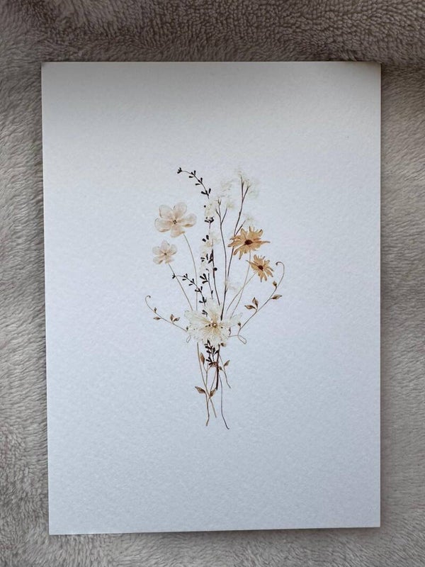 Kaart | Beige bloemen