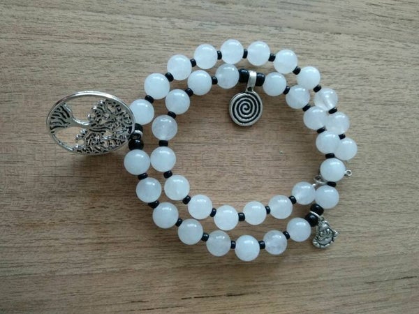 Witte Jade - wrap armband