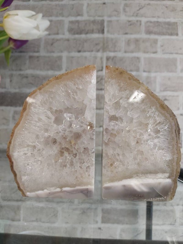 Boekensteun witte Agaat