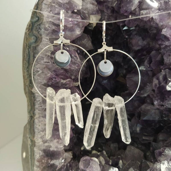 Bergkristal oorbellen