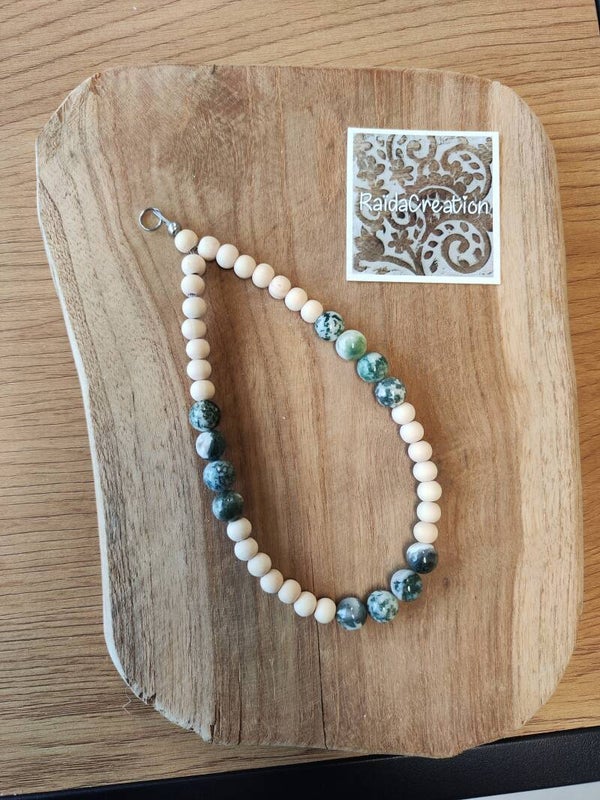 Phone cord - Mosagaat met naturel hout