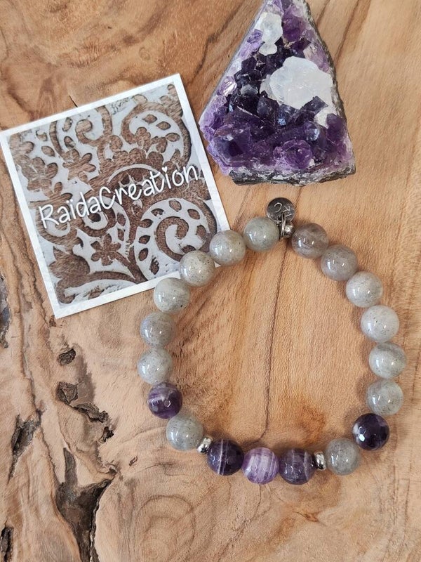 Labradoriet/Amethist armband