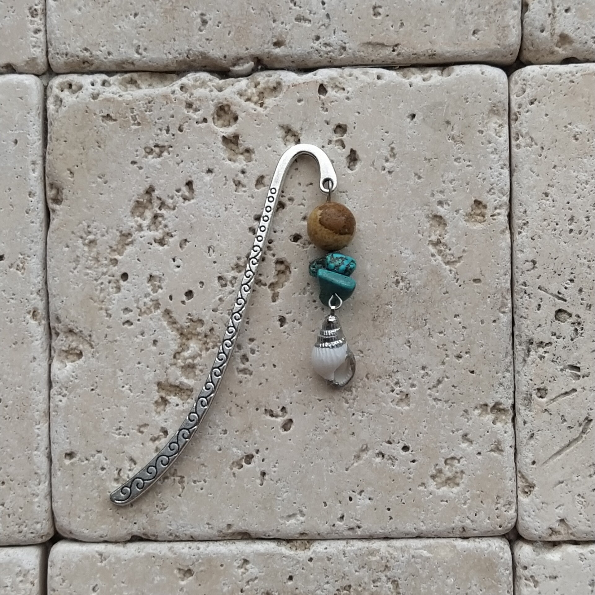 Boekenlegger - Turkoois/ Picture jaspis