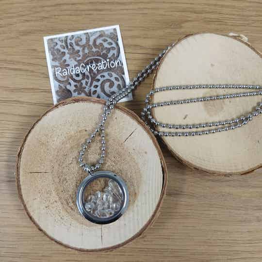 Locket Stainless steel met Bergkristal