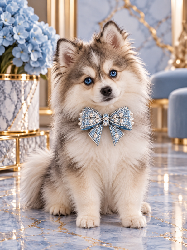 Ice Blue Crystal Bow