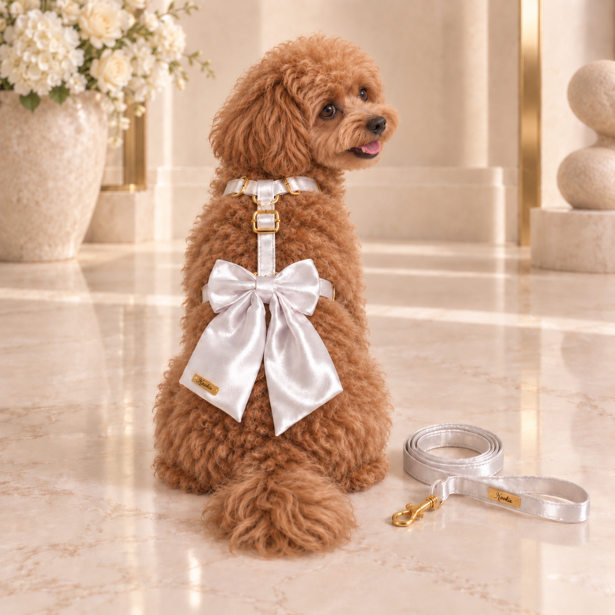 Crystal White Satin Walking Set
