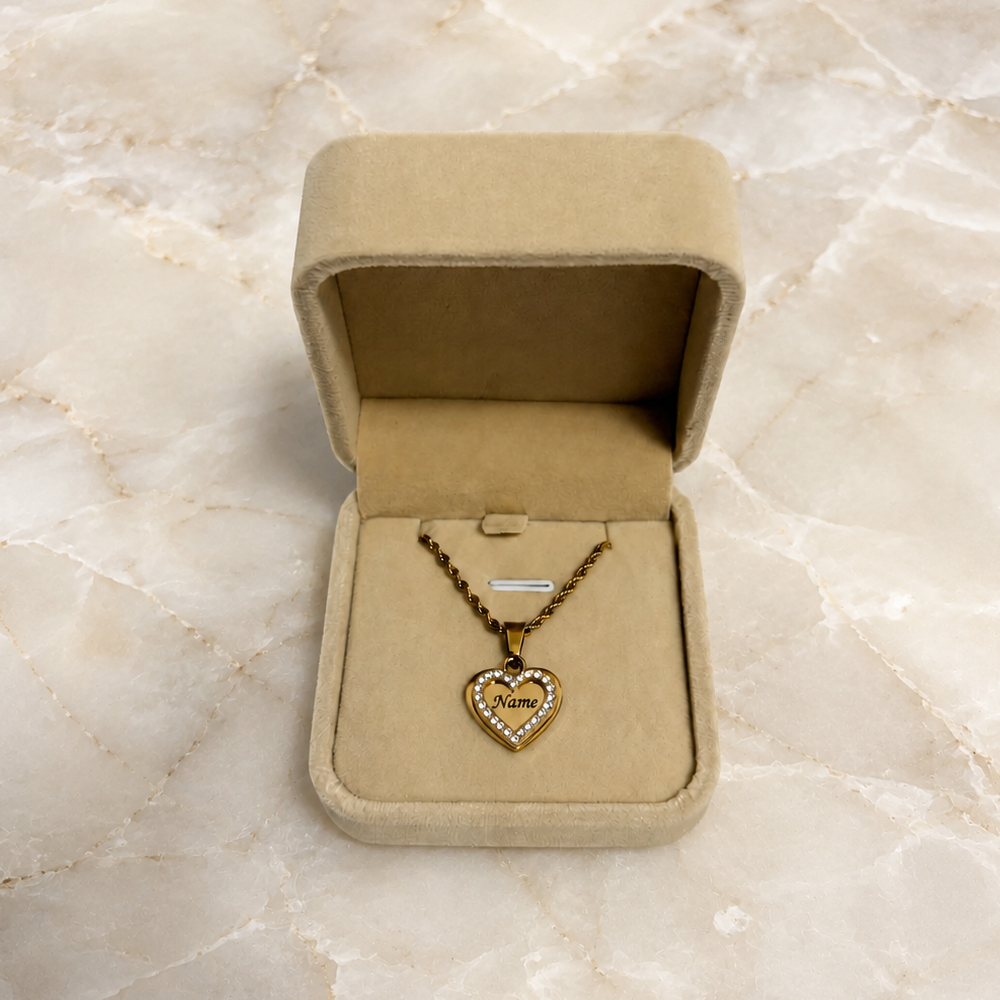 Delicate Gold Crystal Heart Necklace