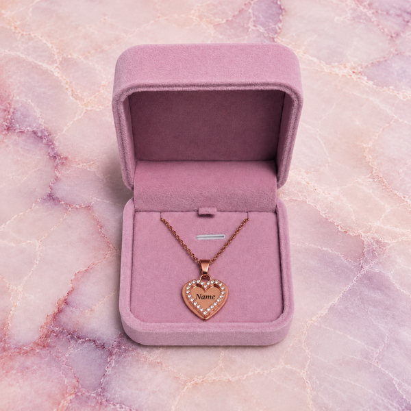 Classic Rose Gold Crystal Heart Necklace