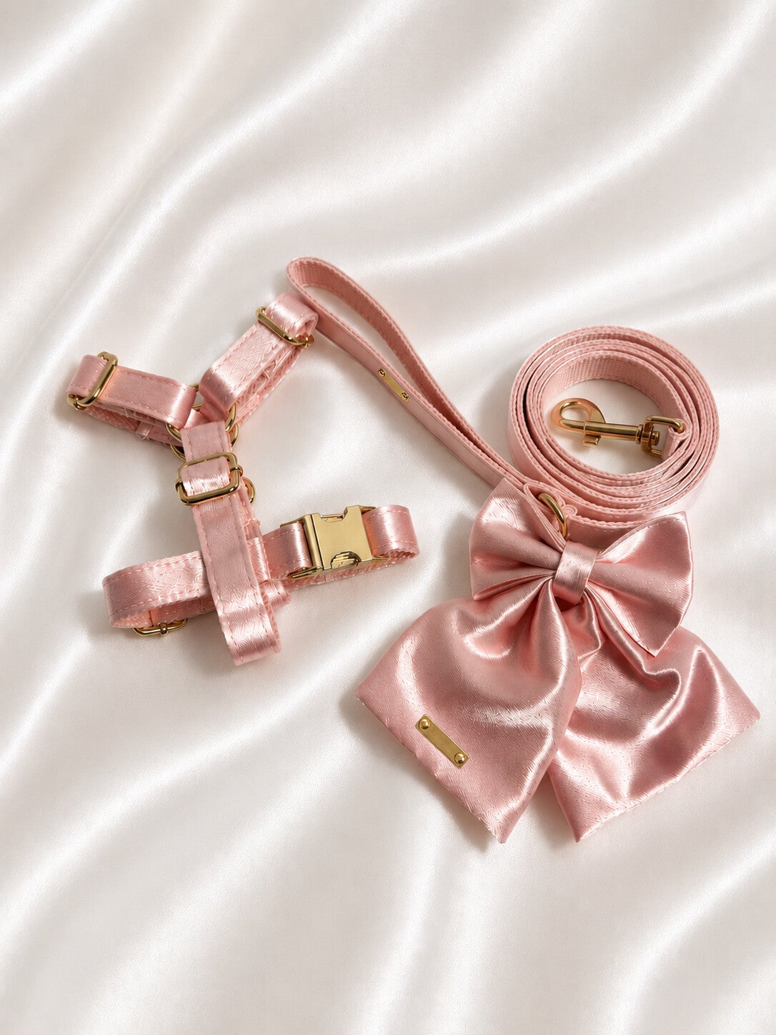 Rose Quartz Satin Bow Set