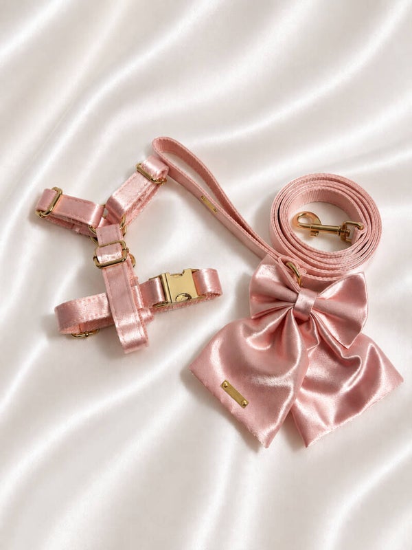 Rose Quartz Satin Bow Set