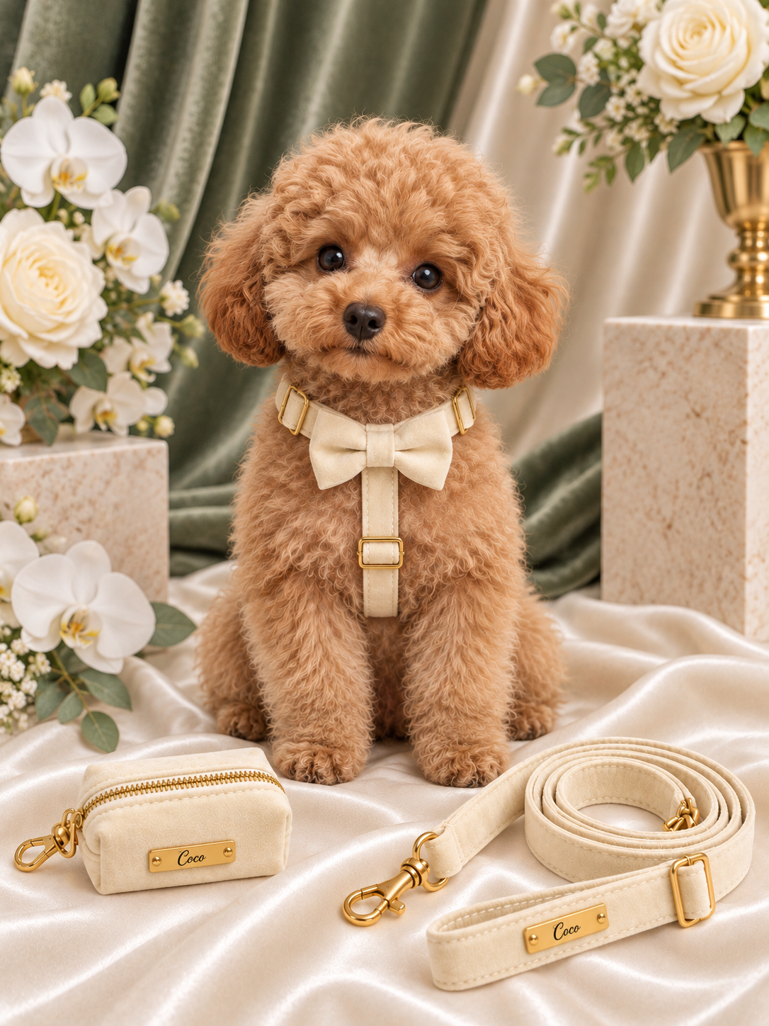 Soft Ivory Velvet Walking Set