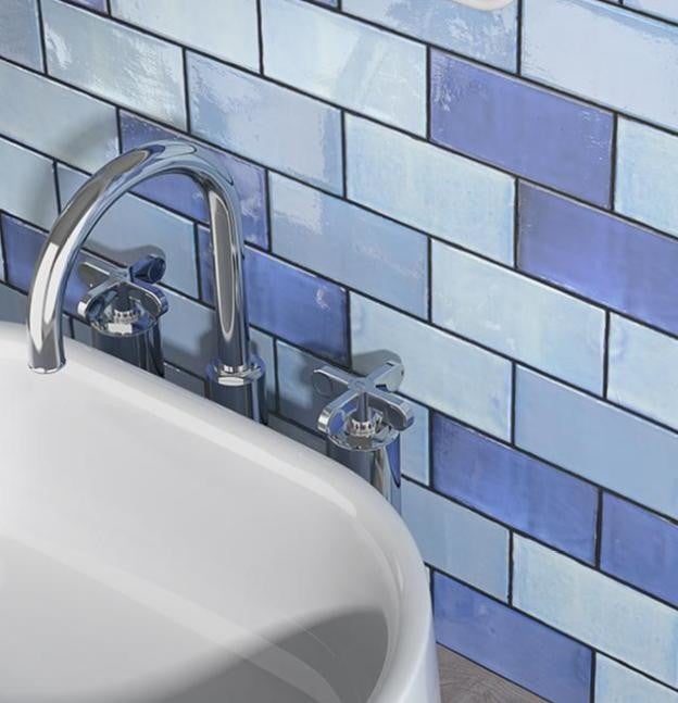 Wandtegel Manual Mix antic blue 7,5x15 cm