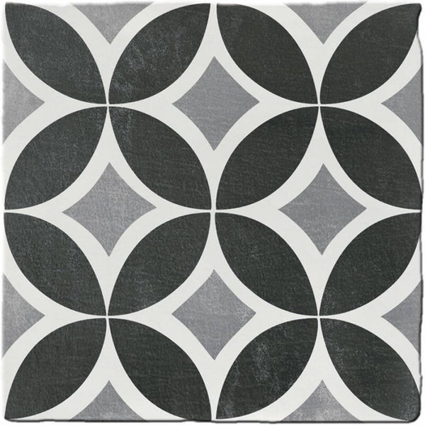 Patroontegel Cement Circles Black & White 15x15 cm