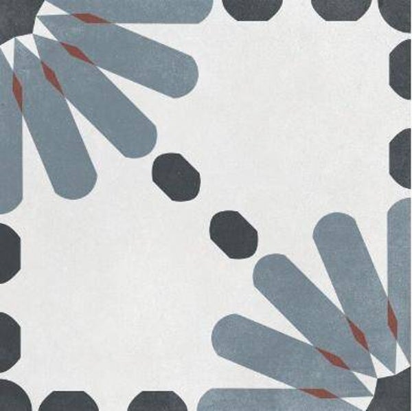 Patroontegel Aruba Daisy Blue 22,3x22,3 cm