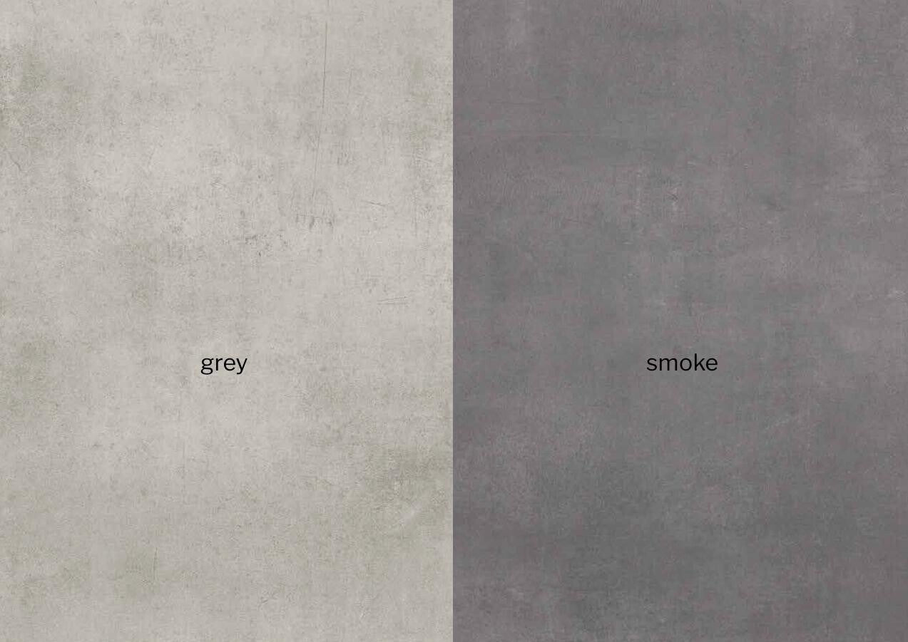 Vloertegel Flow Grey en Smoke in 60x120 cm en 80,2x80,2 cm