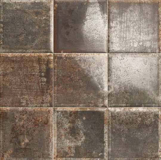 Industrial Tin Tile Nero 20x20 cm
