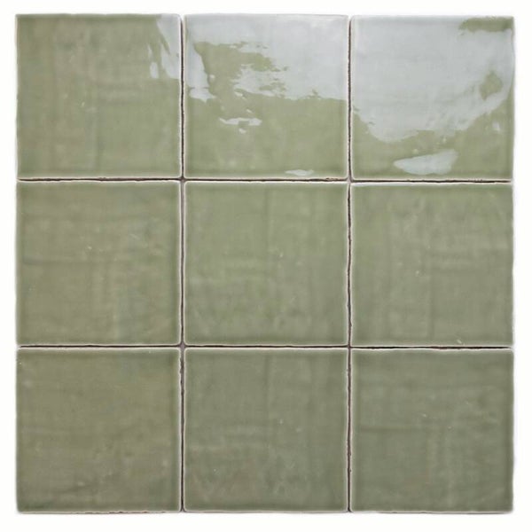 Handvorm wandtegel Rustic olive green 13x13 cm, 5x30 cm en 7,5x30 cm